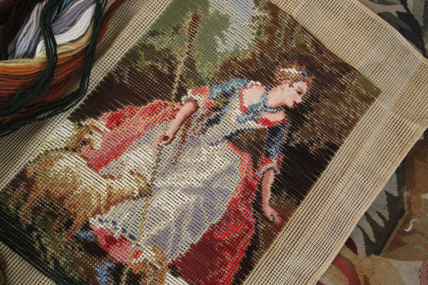 Download Beautiful Preworked Tramme Tapestry Needlepoint Canvas Kits The Shepherdess | eBay