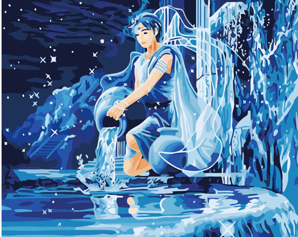 Aquarius Zodiac Sign Needlepoint Canvas Online Needlepoint Shop For