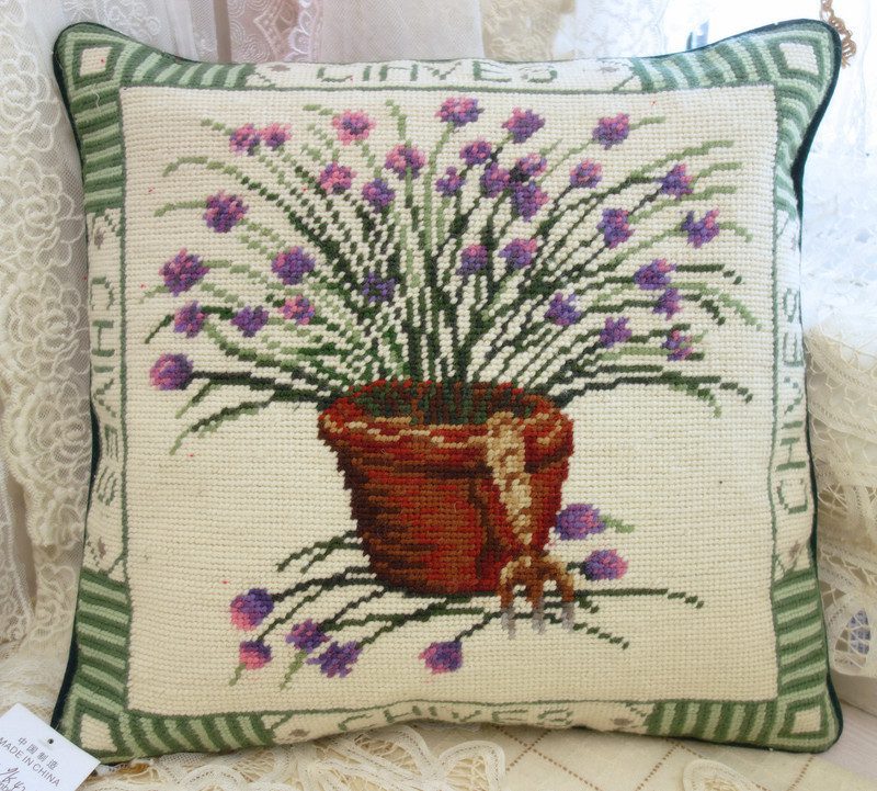 Lovable Lavender Needlepoint Pillow