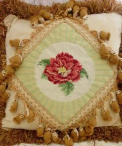 Bold Floral Needlepoint Pillow Geometric Pattern