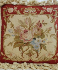 Elegant Floral Needlepoint Pillow