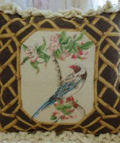 Bird and Floral Needlepoint Pillow from Cobble Country