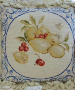 Lemon and Cherries Needlepoint Pillow