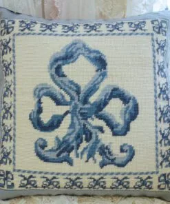 Blue Fleur-de-Lis Needlepoint Pillow