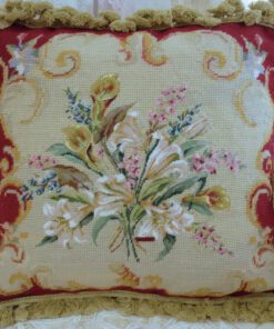 Floral Scrolls Needlepoint Pillow