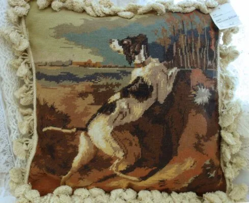 Hunting Dog Needlepoint Pillow