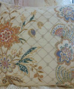 French Country Floral Needlepoint Pillow in Pastel Hues