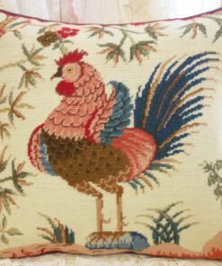 Rustic Rooster Needlepoint Pillow