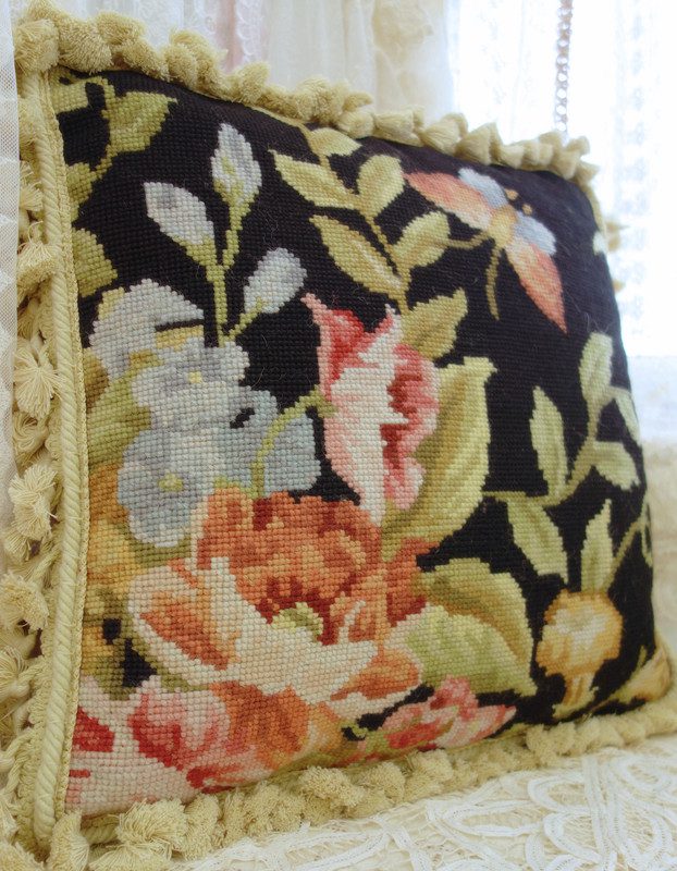 Vintage Garden Needlepoint Pillow