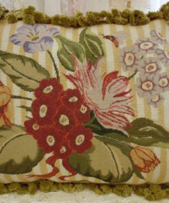 Vibrant Floral Needlepoint Pillow