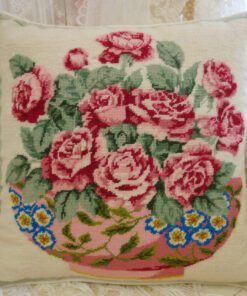 Needlepoint Rose Bouquet Pillow