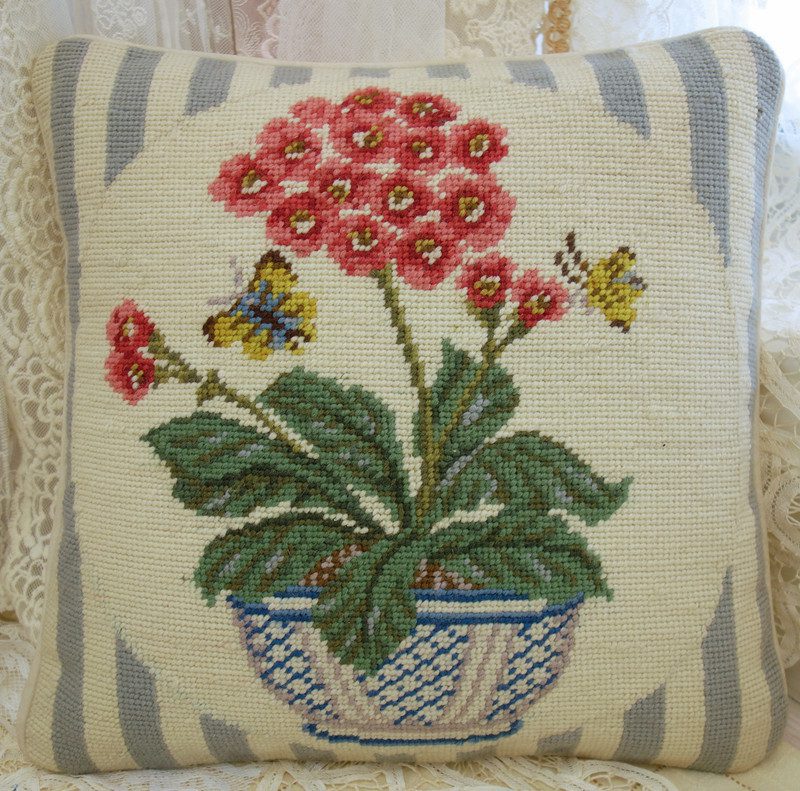 Potted Plant Needlepoint Pillow