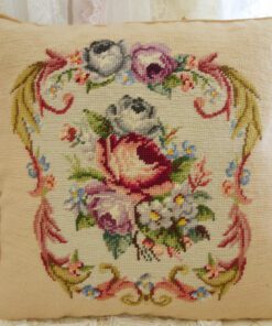 Vintage Floral Needlepoint Pillow