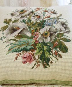 Mixed Floral Needlepoint Pillow