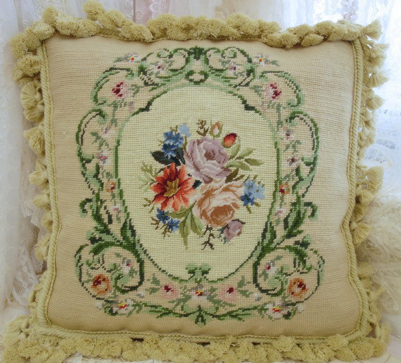 Needlepoint Pillow Calla Lily & Anemone