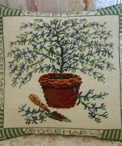 Rosemary Plant Needlepoint Pillow