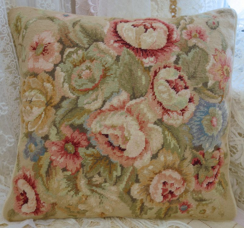 Vintage Floral Needlepoint Pillow – Pillows By Dezign