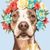 Floral Crown Pitbull Needlepoint Canvas