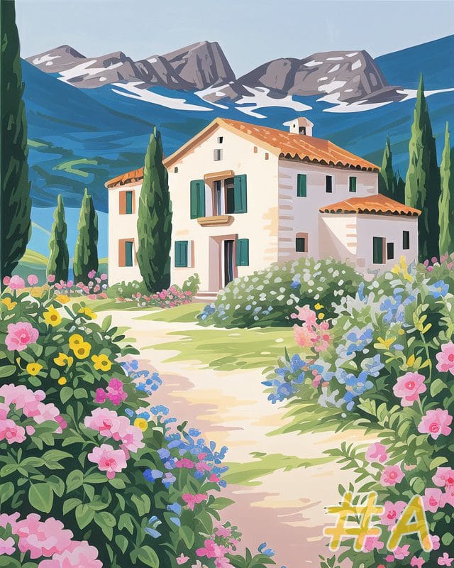 Mountain Cottage Garden Needlepoint Canvas