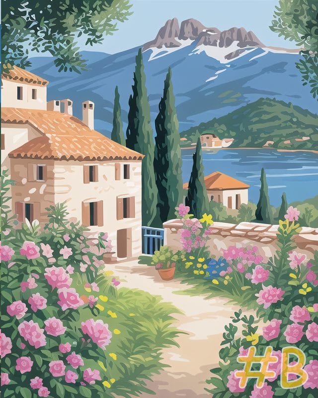 Mountain Cottage Garden Needlepoint Canvas