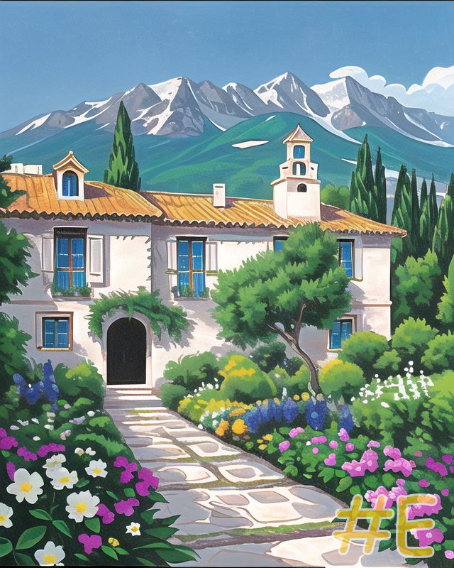 Mountain Cottage Garden Needlepoint Canvas