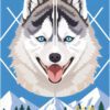 Husky Portraits with Mountain Backdrop Needlepoint Canvas