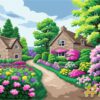 English Cottage Gardens Needlepoint Canvas