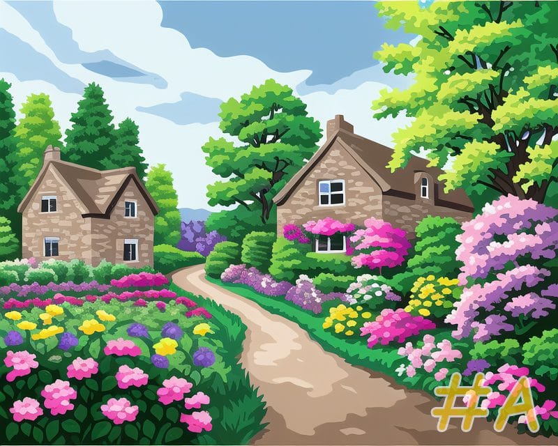 English Cottage Gardens Needlepoint Canvas
