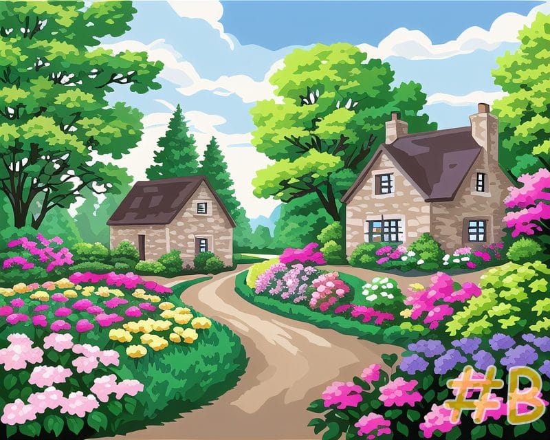 English Cottage Gardens Needlepoint Canvas
