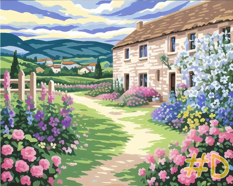 English Cottage Gardens Needlepoint Canvas