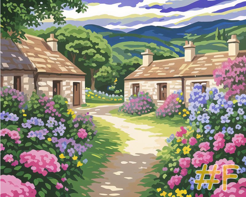 English Cottage Gardens Needlepoint Canvas