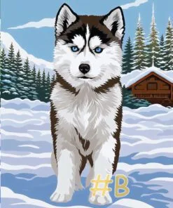 Siberian Husky Puppy Needlepoint canvas