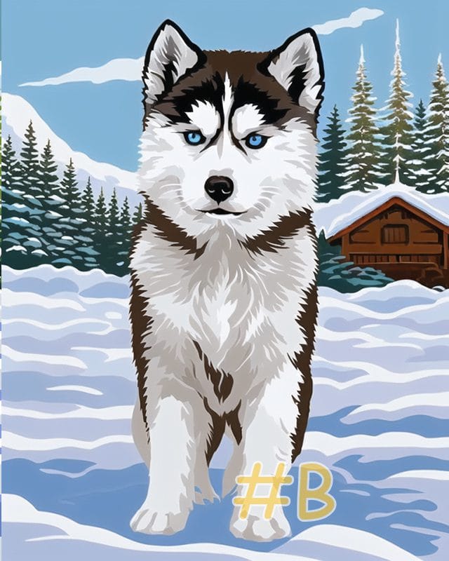 Siberian Husky Puppy Needlepoint canvas