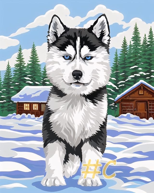 Siberian Husky Puppy Needlepoint canvas
