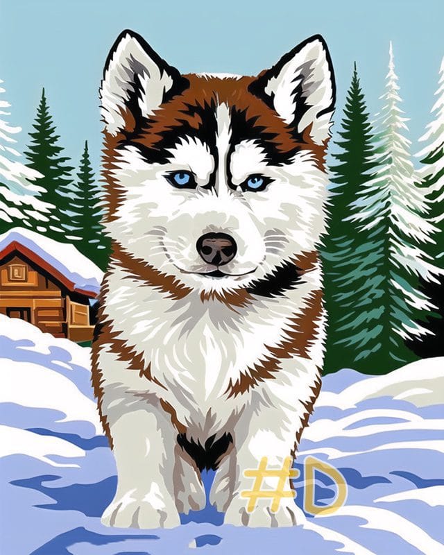 Siberian Husky Puppy Needlepoint canvas