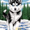 Siberian Husky Puppy Needlepoint canvas