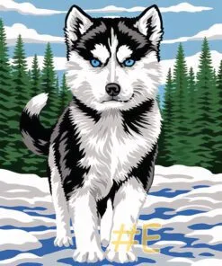 Siberian Husky Puppy Needlepoint canvas