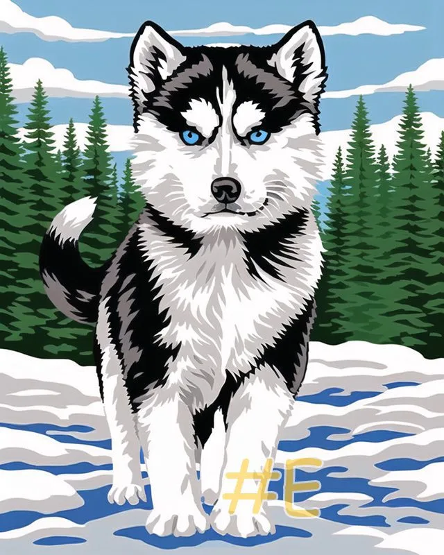 Siberian Husky Puppy Needlepoint canvas