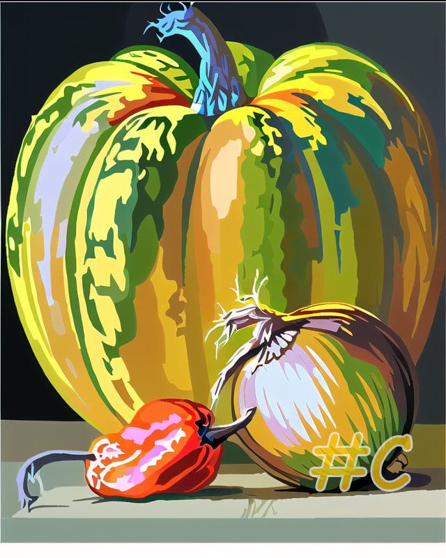 Pumpkin and Gourd Needlepoint Canvas – Autumn Harvest Design
