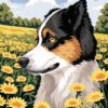 Sunflower Field Needlepoint Canvas with Dogs