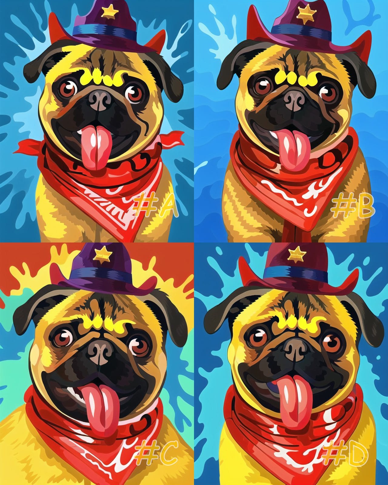 Cowboy Pug Needlepoint Canvas