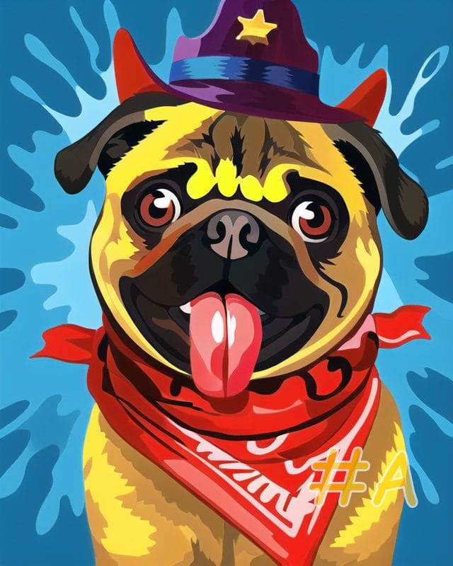 Cowboy Pug Needlepoint Canvas