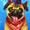 Cowboy Pug Needlepoint Canvas