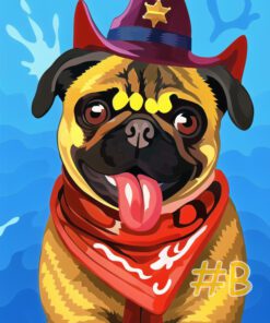 Cowboy Pug Needlepoint Canvas