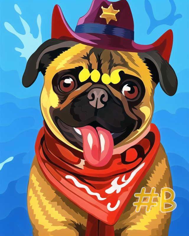 Cowboy Pug Needlepoint Canvas