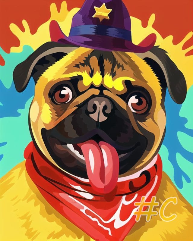 Cowboy Pug Needlepoint Canvas