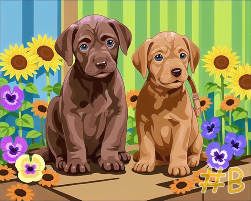 Flower Garden Puppy Needlepoint Canvas Collection
