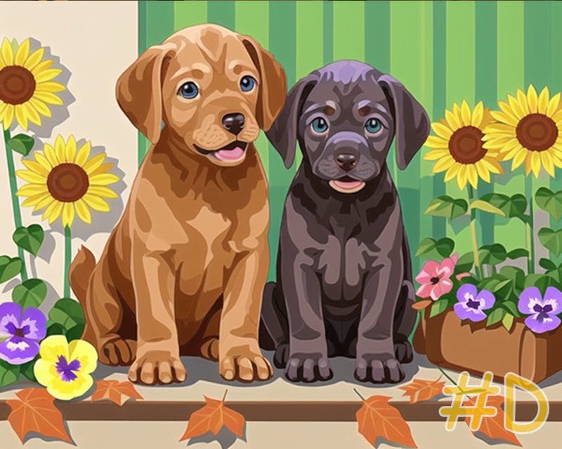 Flower Garden Puppy Needlepoint Canvas Collection