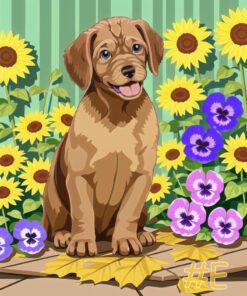 Flower Garden Puppy Needlepoint Canvas Collection