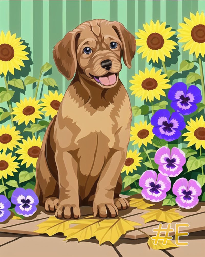 Flower Garden Puppy Needlepoint Canvas Collection